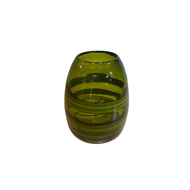 Mid-Century Modern Vintage Mid Century Green Swirl Art Glass "Sasso" Vase Attributed to Luciano Gaspari Salviati For Sale - Image 3 of 9