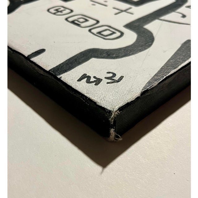 Pop Art Vintage Black and White Cats Pop Art Graffiti Acrylic on Canvas Signed Unframed For Sale - Image 3 of 5