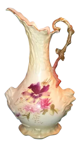 Antique Rudolstadt Prussian Art Studio 9" Handled Pitcher Ewer Vase