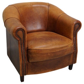 Vintage Dutch Cognac Colored Leather Club Chair For Sale