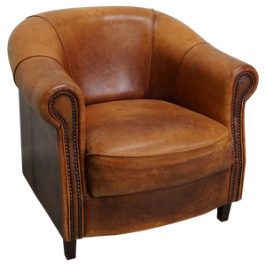 Vintage Dutch Cognac Colored Leather Club Chair