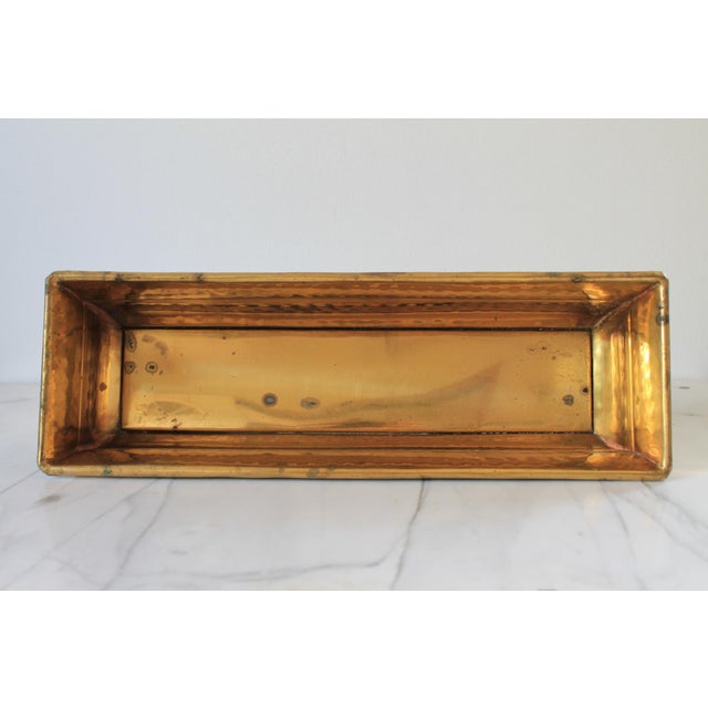 Vintage Rectangular Hammered Brass Planter For Sale - Image 4 of 8