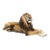 Mid-Century Italian Hand-Painted Ceramic Reclining Lion Sculpture, 20” For Sale