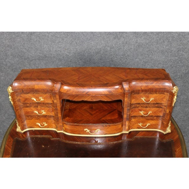 Rare Kingwood, Bronze and Leather Top Ladies Desk by Leon Dromard For Sale - Image 11 of 15