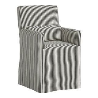 Stoffer Home x Cloth & Company Lindy Slipcover Dining Arm Chair in Jane Stripe Carbon