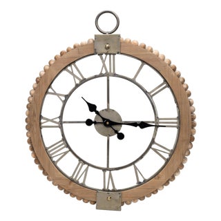 Beaded Wood Wall Clock with Metal Face 30"H For Sale