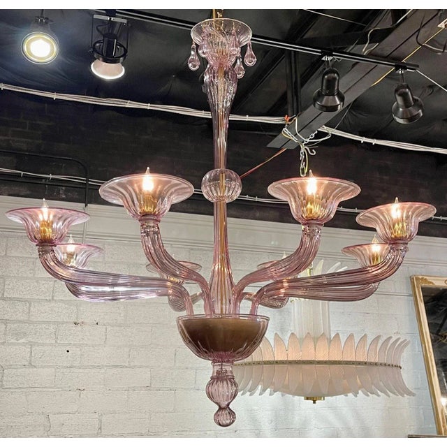 Murano Amethyst 8-Light Chandelier For Sale - Image 9 of 9