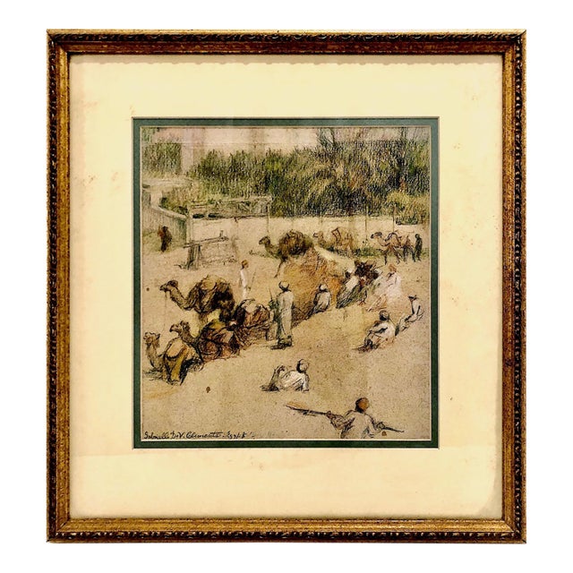 Late 19th-Century Signed Orientalist Watercolor of Egypt by Gabrielle De Veaux Clements For Sale