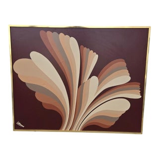 1970's Mod Stylized Painting Signed Letterman For Sale