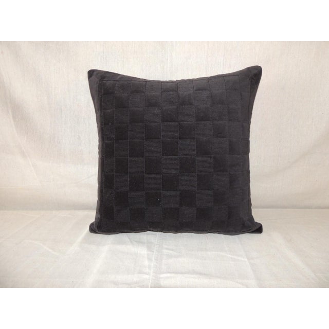 Art Deco Black Check-Pattern Square Decorative Pillow From Portugal 18 X 18 For Sale - Image 3 of 5