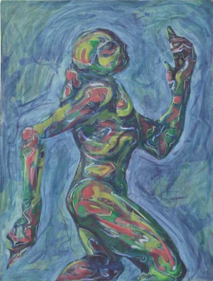 Nick Keefer "Universal Woman Figural Fantasy" Abstract Expressionism Oil on Canvas 1990s
