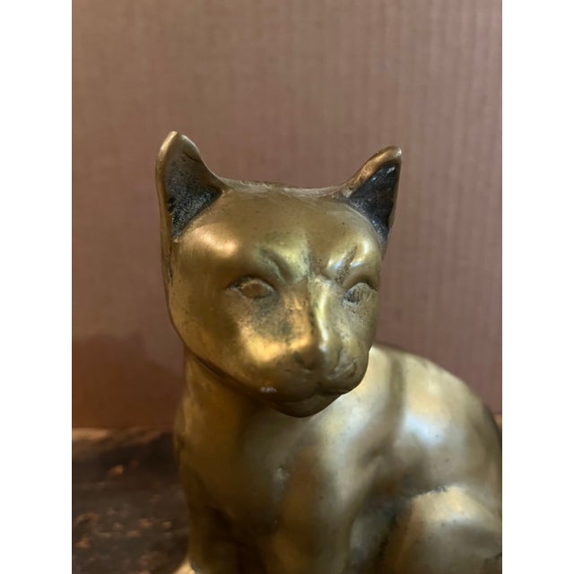 Large vintage brass cat. Great accent for any built-in bookcase, mantle, coffee table, or dresser. Heavy brass. Unique...