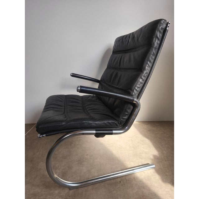 Mid-Century Modern Leather Lounge Chair by Jorgen Kastholm for Kusch & Co., 1970s For Sale - Image 3 of 6