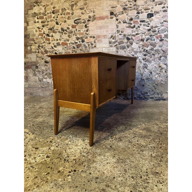 Vintage Danish Oak Kneehole Desk from Meredew, 1950s For Sale - Image 18 of 18