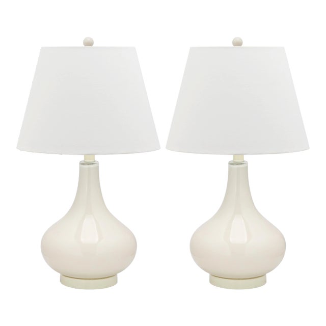 24 Inch H Gourd Glass Table Lamp in White - a Pair For Sale