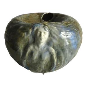 Gary Lange Art Nouveau Revival Figural Ceramic Sculptural Jardiniere
