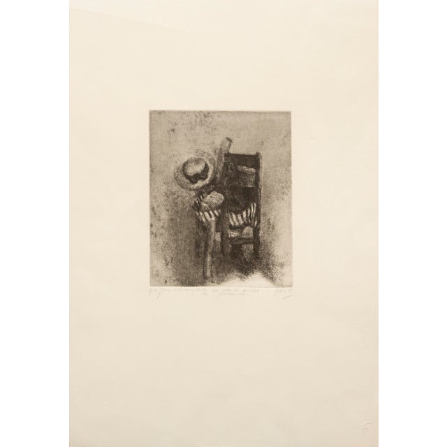 1980s Guillermo Roux, Chair, Etching on Fabriano For Sale