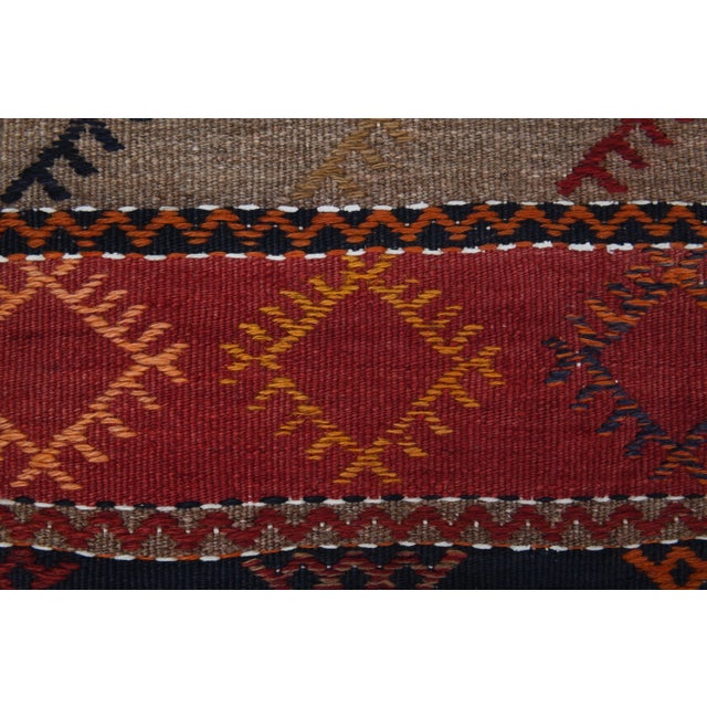 Red 1970s Vintage Turkish Oushak Handmade Wool Cotton Red Runner Rug For Sale - Image 8 of 11