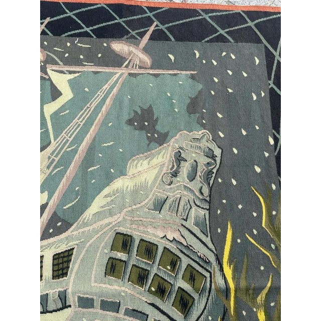 The Sunken Nave Tapestry from Aubusson, 1930s For Sale - Image 17 of 18
