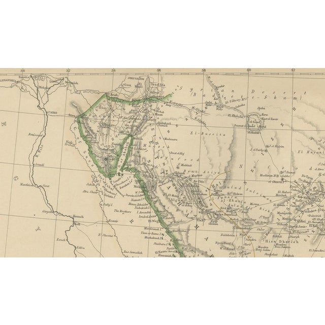 Black Antique Map of the Arabian Peninsula, 1860 For Sale - Image 8 of 10