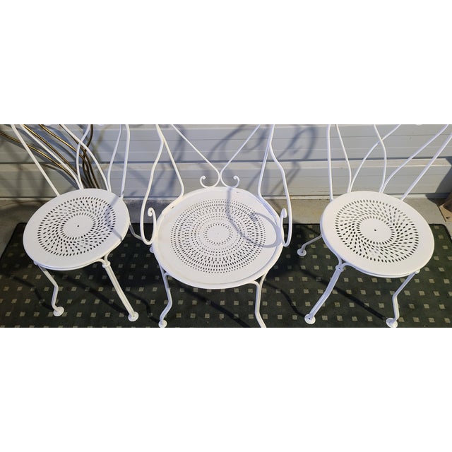 Metal Mid-Century Wrought Iron Garden Table and Chairs, 1950s, Set of 4 For Sale - Image 7 of 8