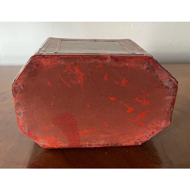 Antique 19th Century Regency Paper Octagonal Hinged Tea Caddy Box For Sale - Image 10 of 12