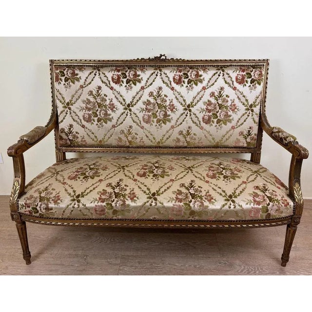 Louis XVI Style Bench in Golden Wood For Sale - Image 12 of 13