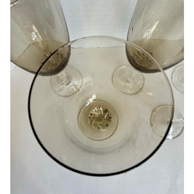 Gray Mid-Century Italian Smoky Gray Glass Decanter & Wine Glasses, Set of 6 For Sale - Image 8 of 12