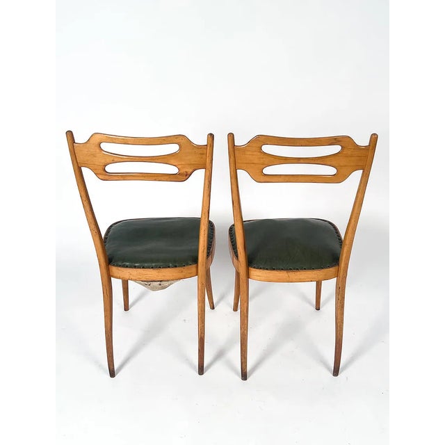 Mid 20th Century 1950s Italian Dining Chairs With Sculptural Backs in the Style of Pirelli Sapsa - Set of 5 For Sale - Image 5 of 15