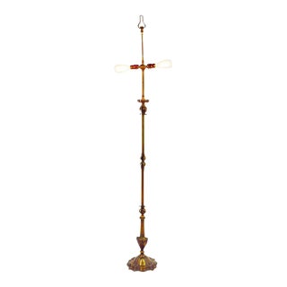 Vintage Bronze Colored Pull Chain Floor Lamp For Sale