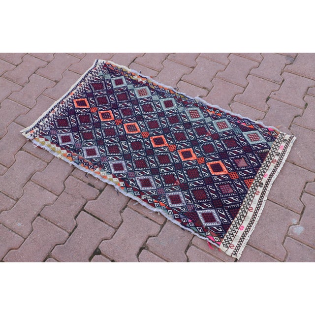 Tribal 1960s Tribal Style Turkish Oushak Cicim Kilim Rug For Sale - Image 3 of 9