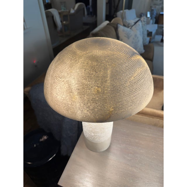 Selling this Pair of Stunning PALECEK "Zana" Hand-carved Alabaster Stone body and shade table lamps crafted from a rare...