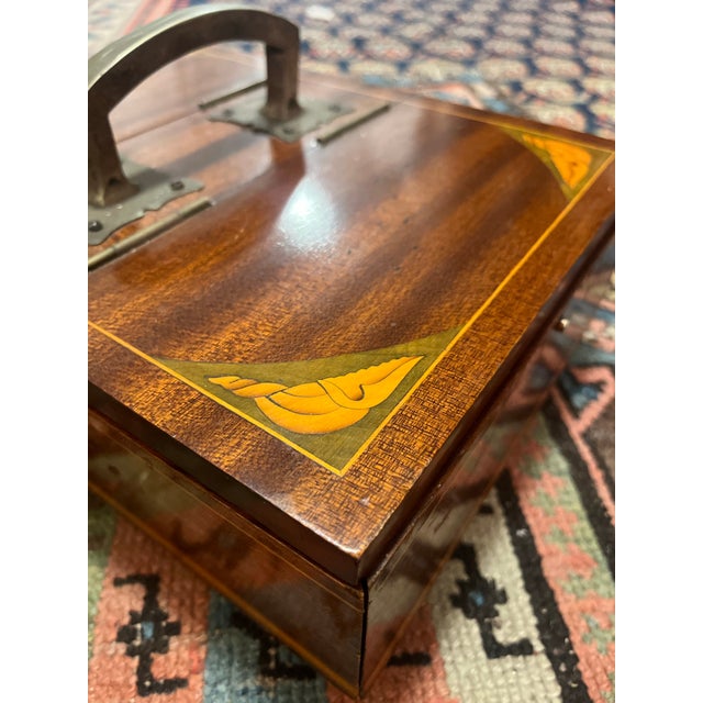 Rare 19th-Century Antique American Mahogany Inlaid Compartment Box For Sale - Image 9 of 10