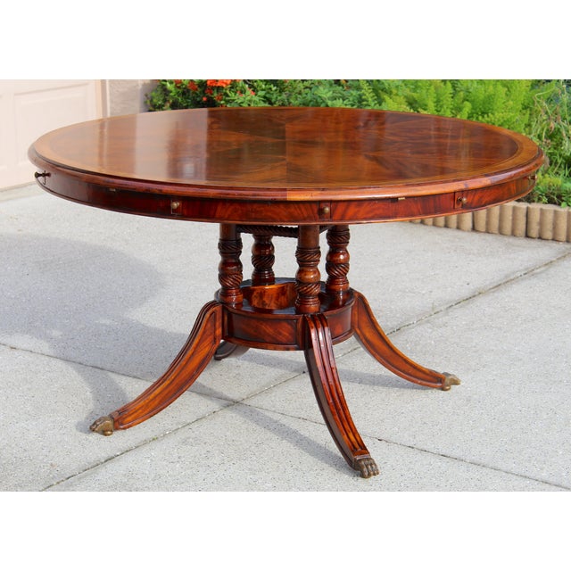 Jonathan Charles Buckingham Mahogany & Satinwood Oval Dining Table For Sale - Image 10 of 18