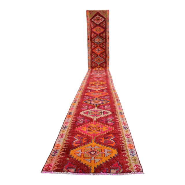 Extremely Long Hand-Knotted Kurdish Runner Rug Turkish Runner. Tribal Hallway Decor - 2′3″ × 18′4″ For Sale