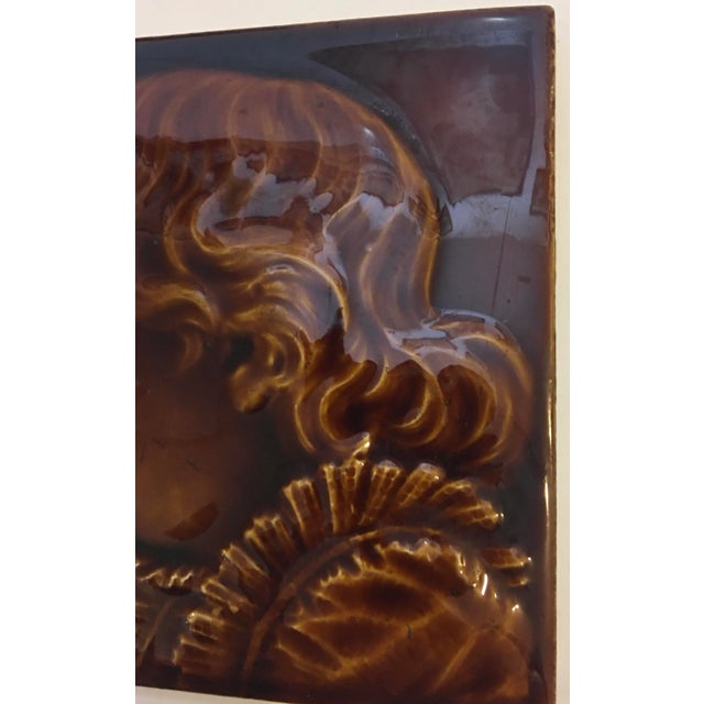 Victorian Victorian Philadelphia Glazed Fireplace Portrait Tile For Sale - Image 3 of 5
