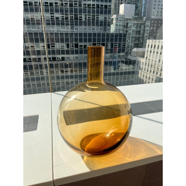 Early 21st Century West Elm Golden Oak Glass Vases - Set of 2 For Sale - Image 5 of 5