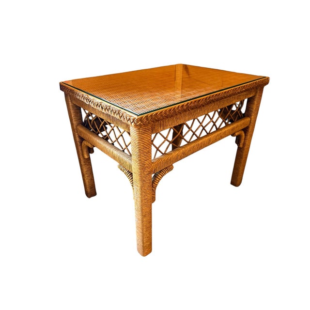 Brown Set of 2 Henry Link End Tables With Glass Top For Sale - Image 8 of 9