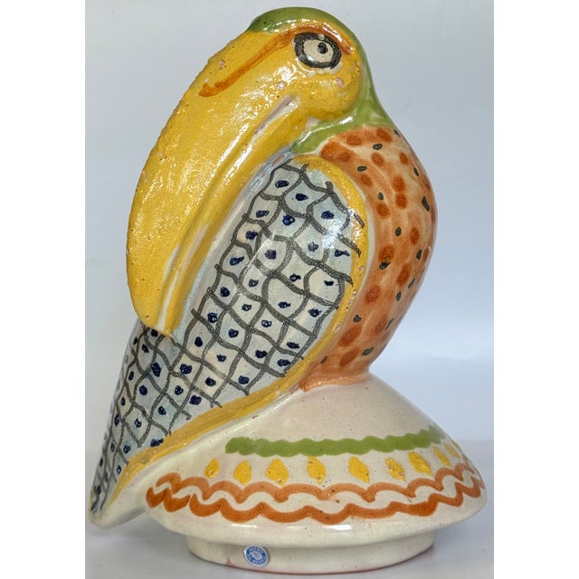 Made in Mexico Hand Painted and Glazed Terra Cotta Tucan Figure For Sale - Image 13 of 15
