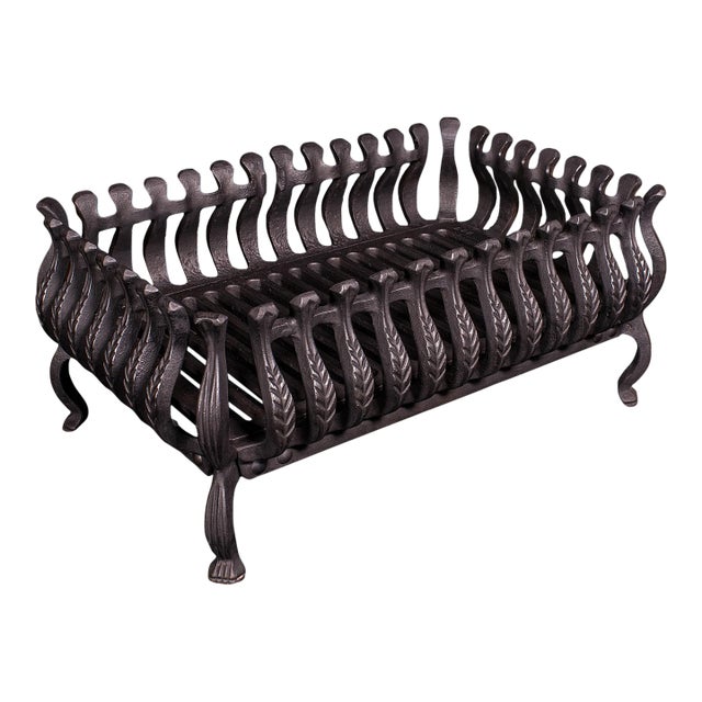 Antique Fire Basket, English, Cast Iron, Fireplace Grate, Edwardian, Circa 1905 For Sale