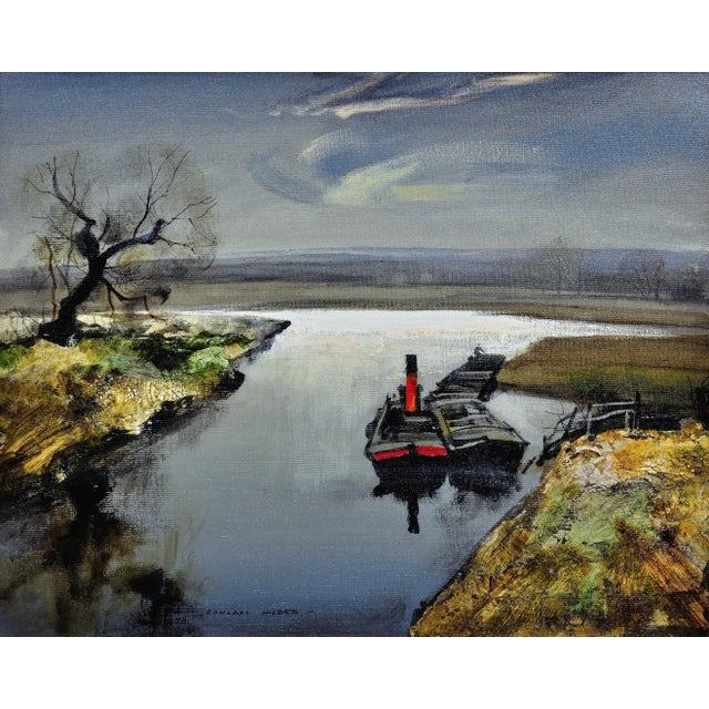 Rowland hilder. british ( b.1905 - d.1993 ). river bure, norfolk. oil on board. signed lower left. image size 15.6 inches...