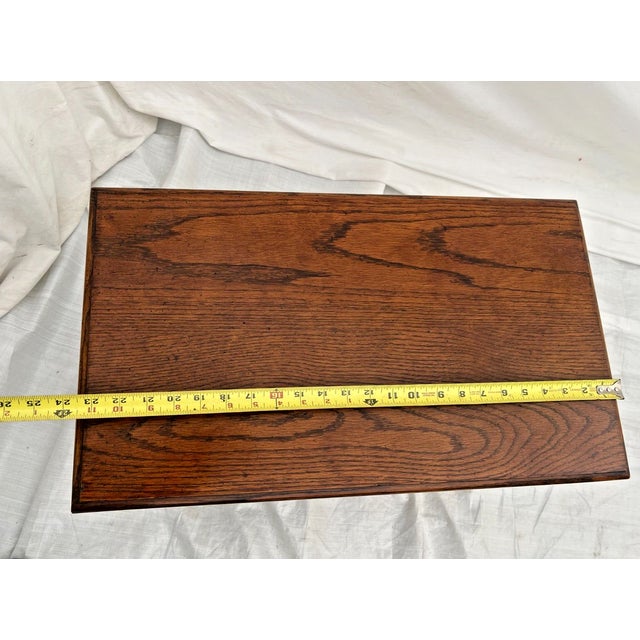 Wood 1980s Vintage Console Box Table Bench With Under Seat Lift Top Storage Door Solid Oak For Sale - Image 7 of 10