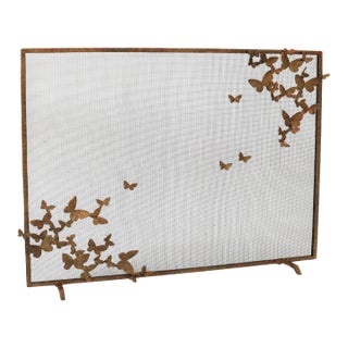 Tobacco Butterfly Fireplace Screen Lighter Version For Sale