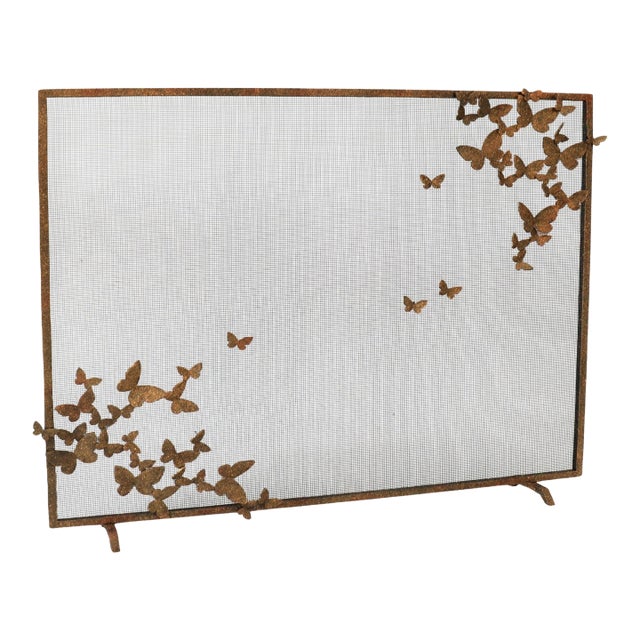 Tobacco Butterfly Fireplace Screen Lighter Version For Sale