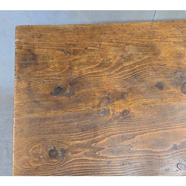Late 18th Century Antique European Rustic Painted Pine Baker's Table, Romania, 1761 For Sale - Image 5 of 18
