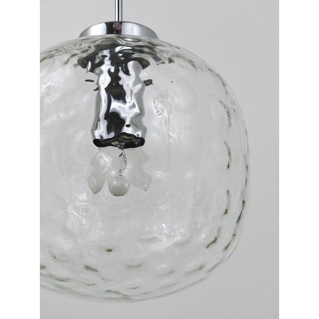 Large Bubble Melting Glass and Chrome Globe Pendant Lamp, Germany, 1970s For Sale - Image 12 of 18