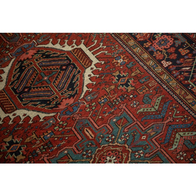 1930s Vintage Persian Karaja Triple Medallion Wool Rug For Sale In New York - Image 6 of 9