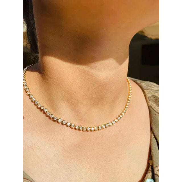 Not Yet Made - Made To Order 7.35 Carats Natural Diamond 18k Gold Wedding Tennis Necklace for Her by VRJewels For Sale - Image 5 of 14