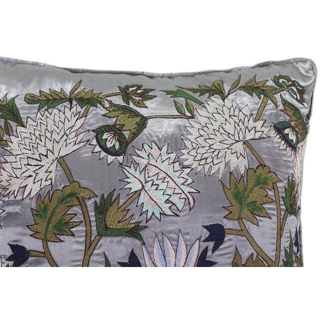 Shabby Chic Shabby Chic Silk Embroidered Handmade Pillow For Sale - Image 3 of 9