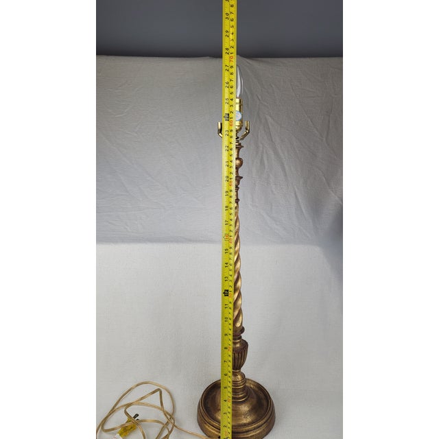 Mid 20th Century Gold Giltwood Barley Twist Buffet Lamp Candlestick Style For Sale - Image 6 of 6